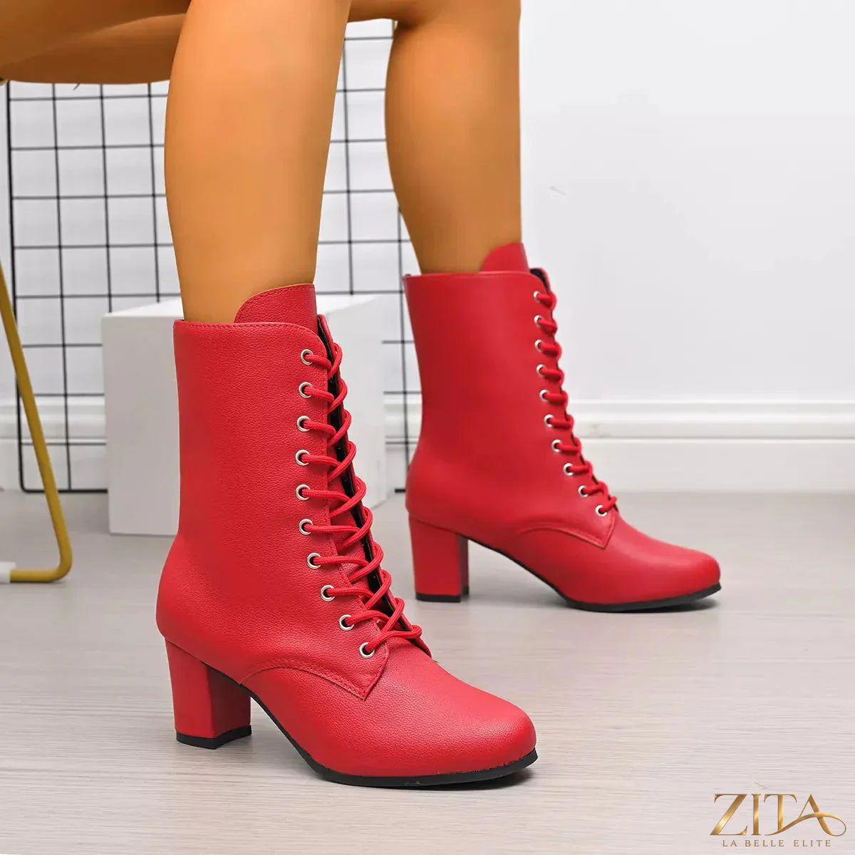Zita La Belle Elite round toe block heel boots with sleek design and sturdy heel, perfect for stylish everyday wear.