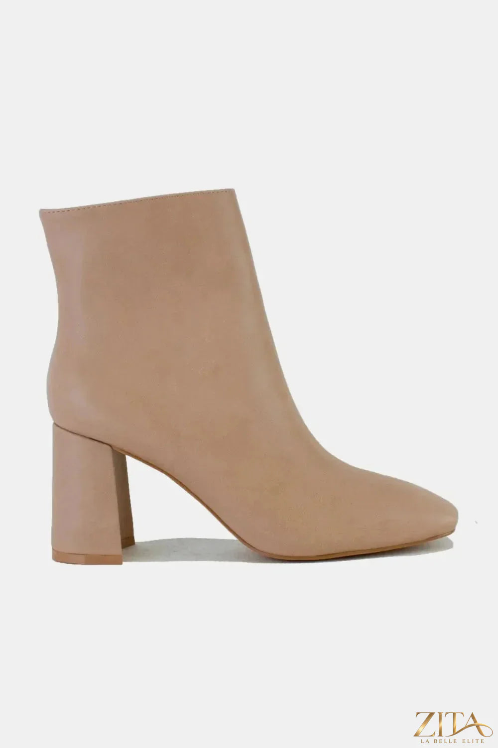 Zita La Belle Elite Beast Fashion PU leather block heel boots with side zippers, stylish ankle boots for women.