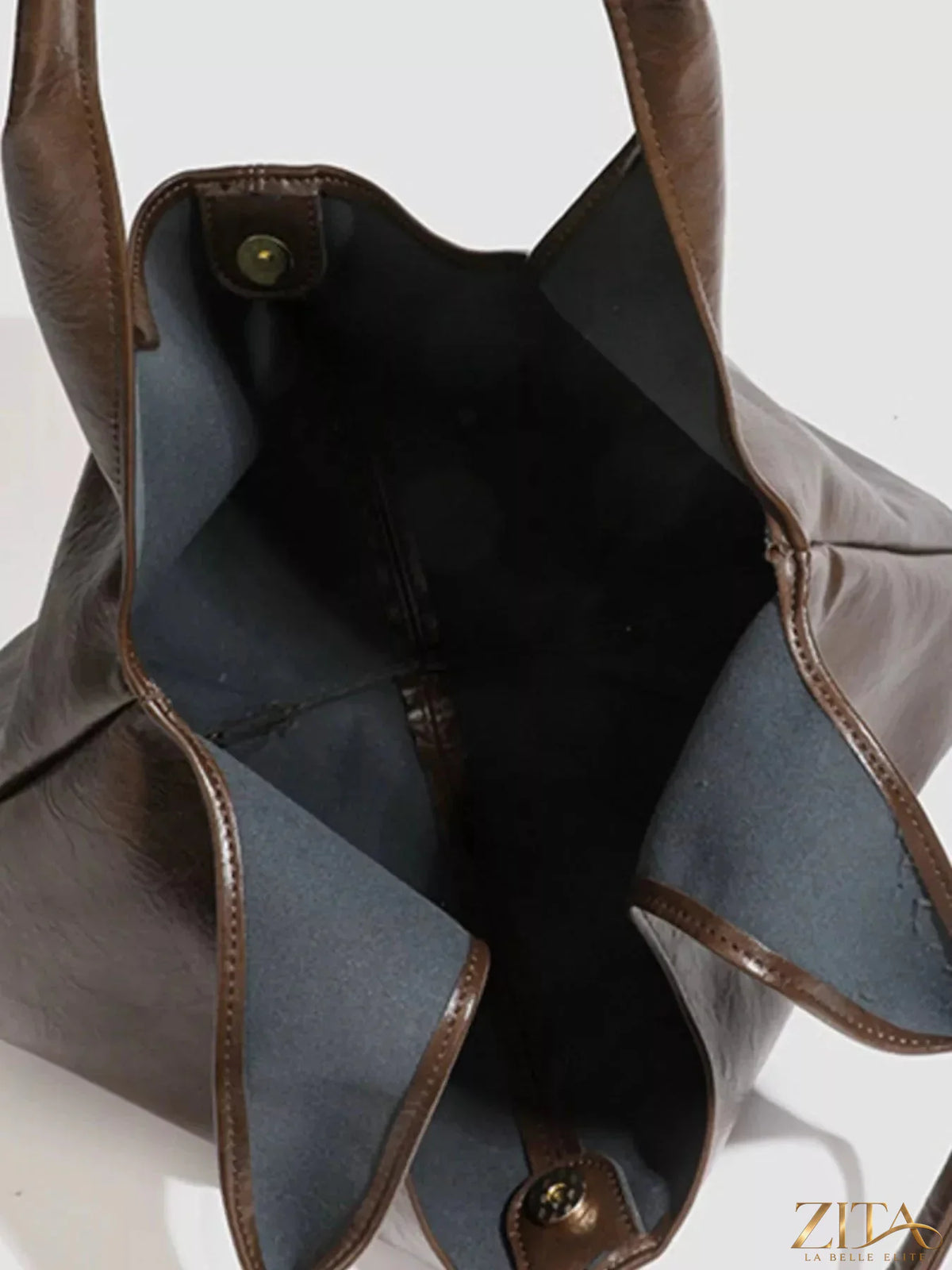 Vintage glossy hobo shoulder bag with matching pouch by Zita La Belle Elite, featuring a sleek design and shiny finish.