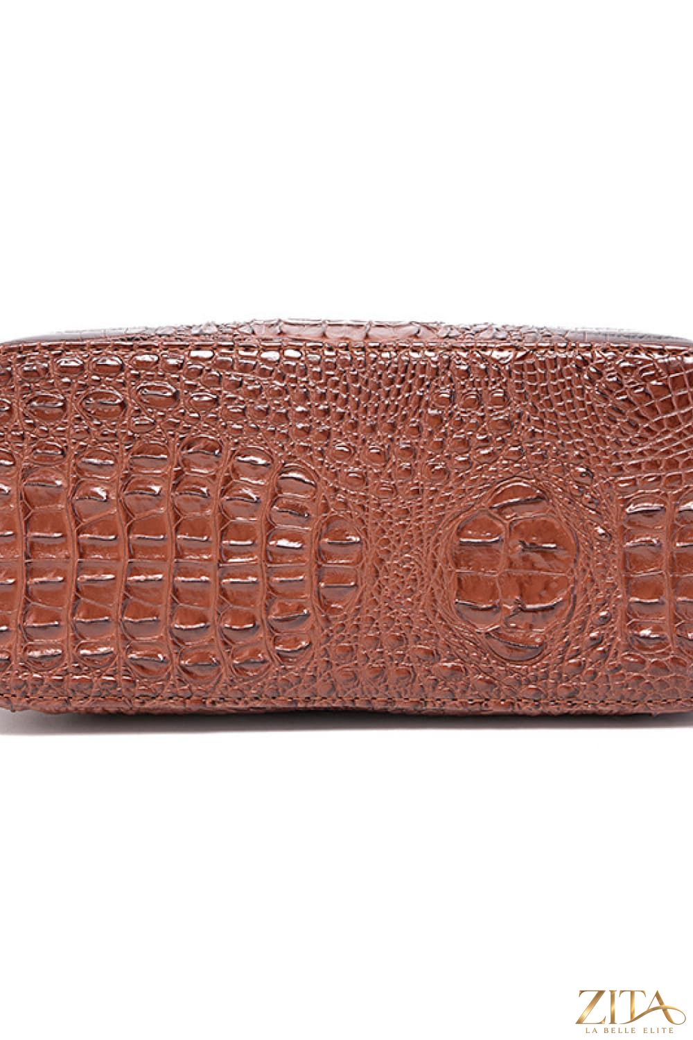 Zita La Belle Elite PU leather handbag with top handles and gold-tone hardware, stylish and spacious for everyday use.