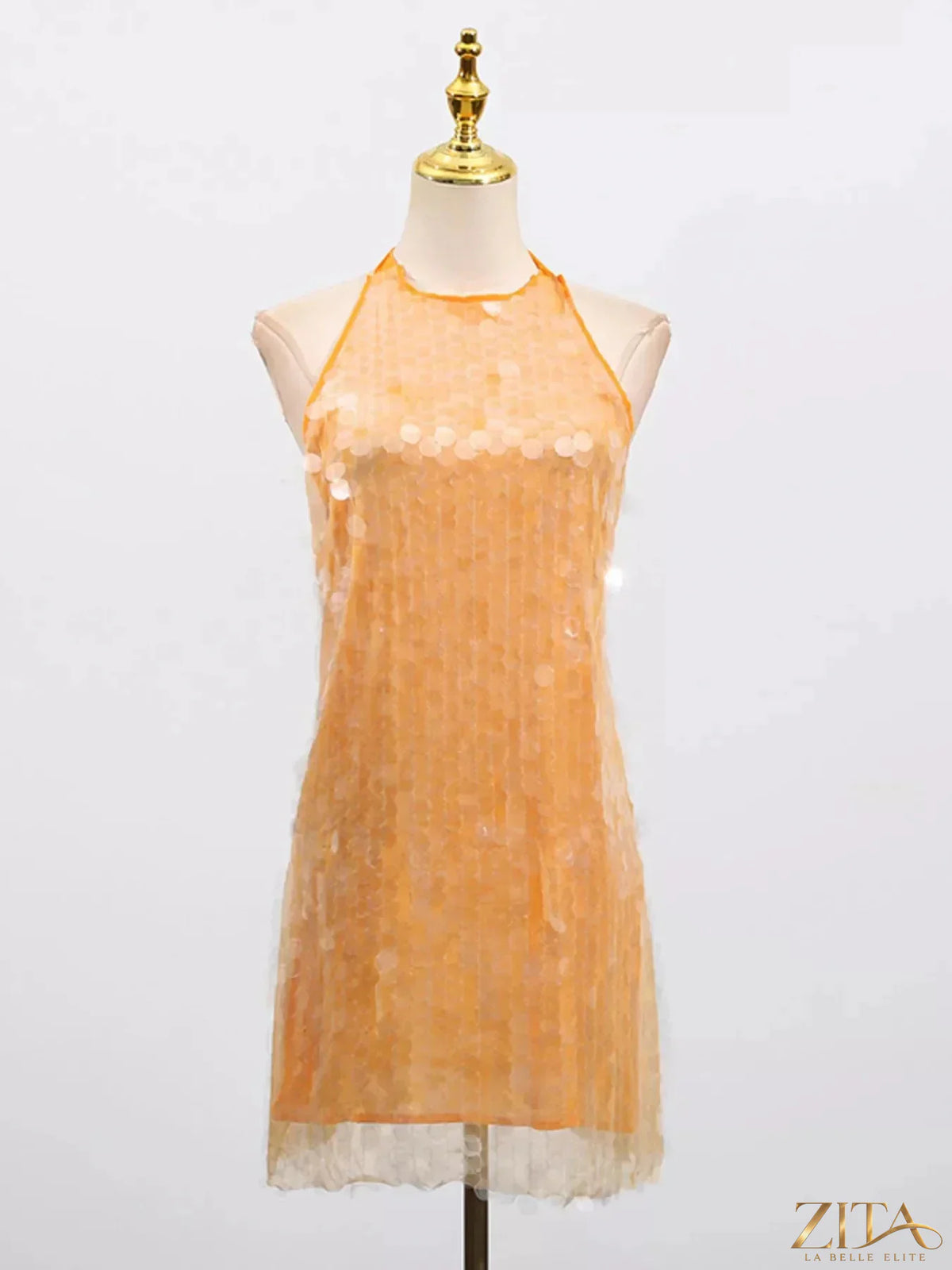 Sequin halter neck mini dress by Zita La Belle Elite featuring shiny sequins and a stylish halter neckline.