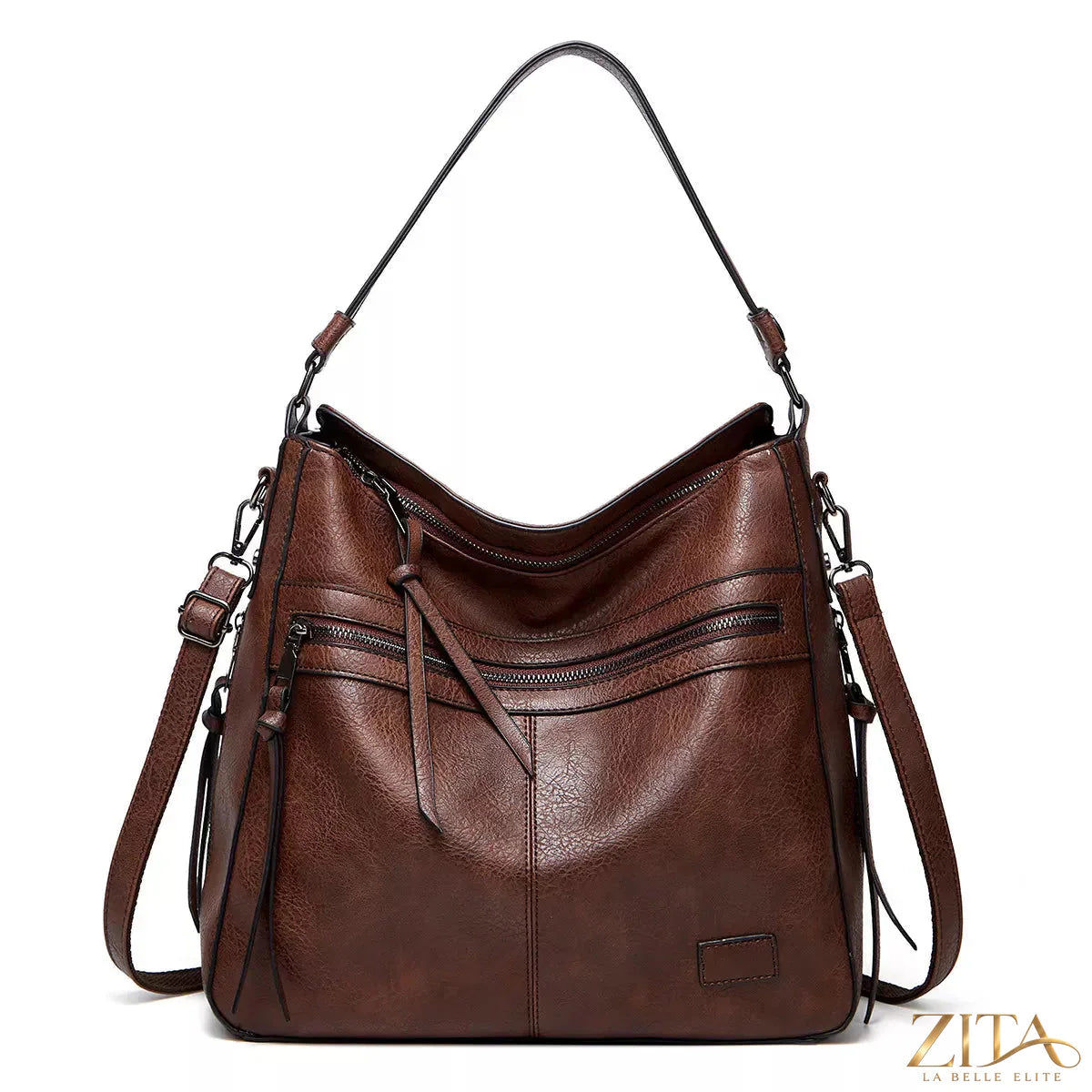 Zita La Belle Elite PU leather hobo shoulder bag with adjustable strap and spacious interior, stylish and versatile for everyday use.