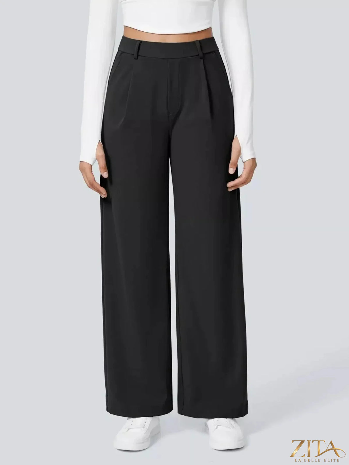Zita La Belle Elite wide leg pants in soft fabric, featuring a relaxed fit and high waist, displayed on a neutral background.