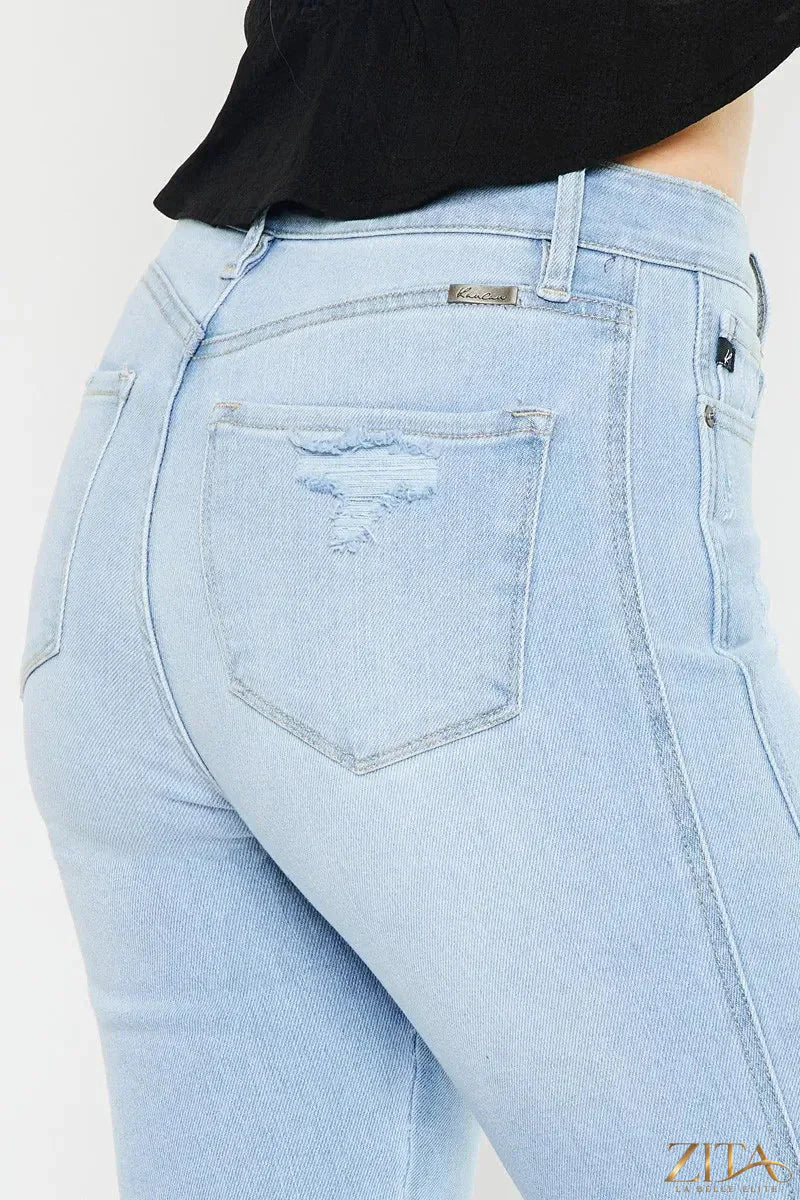Zita La Belle Elite Kancan high-rise curvy flare jeans with classic denim wash and fitted waist, styled for a trendy, flattering fit.
