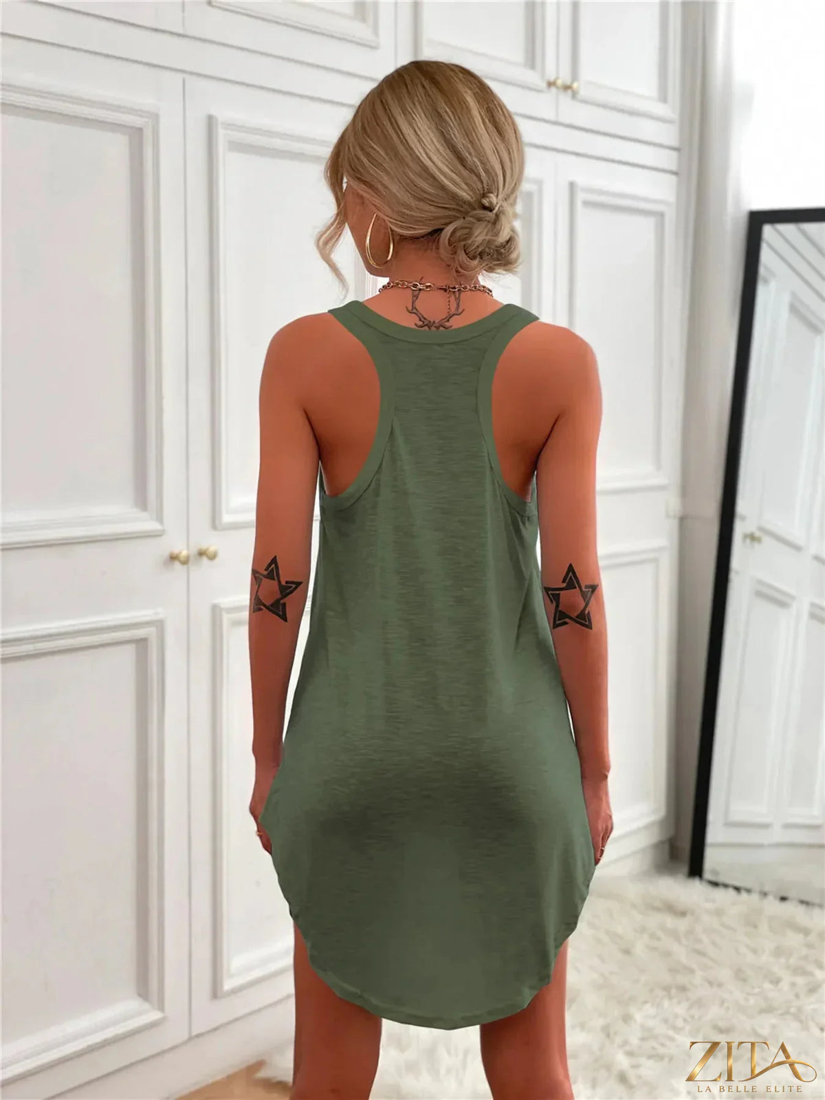 Zita La Belle Elite casual mini tank dress with curved hem, sleeveless design and relaxed fit, ideal for summer wear