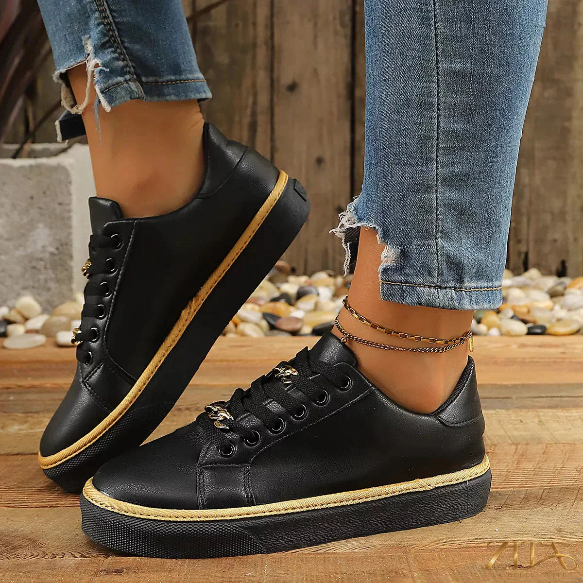 Zita La Belle Elite round toe platform sneakers with chunky soles and stylish design, perfect for casual and trendy outfits.