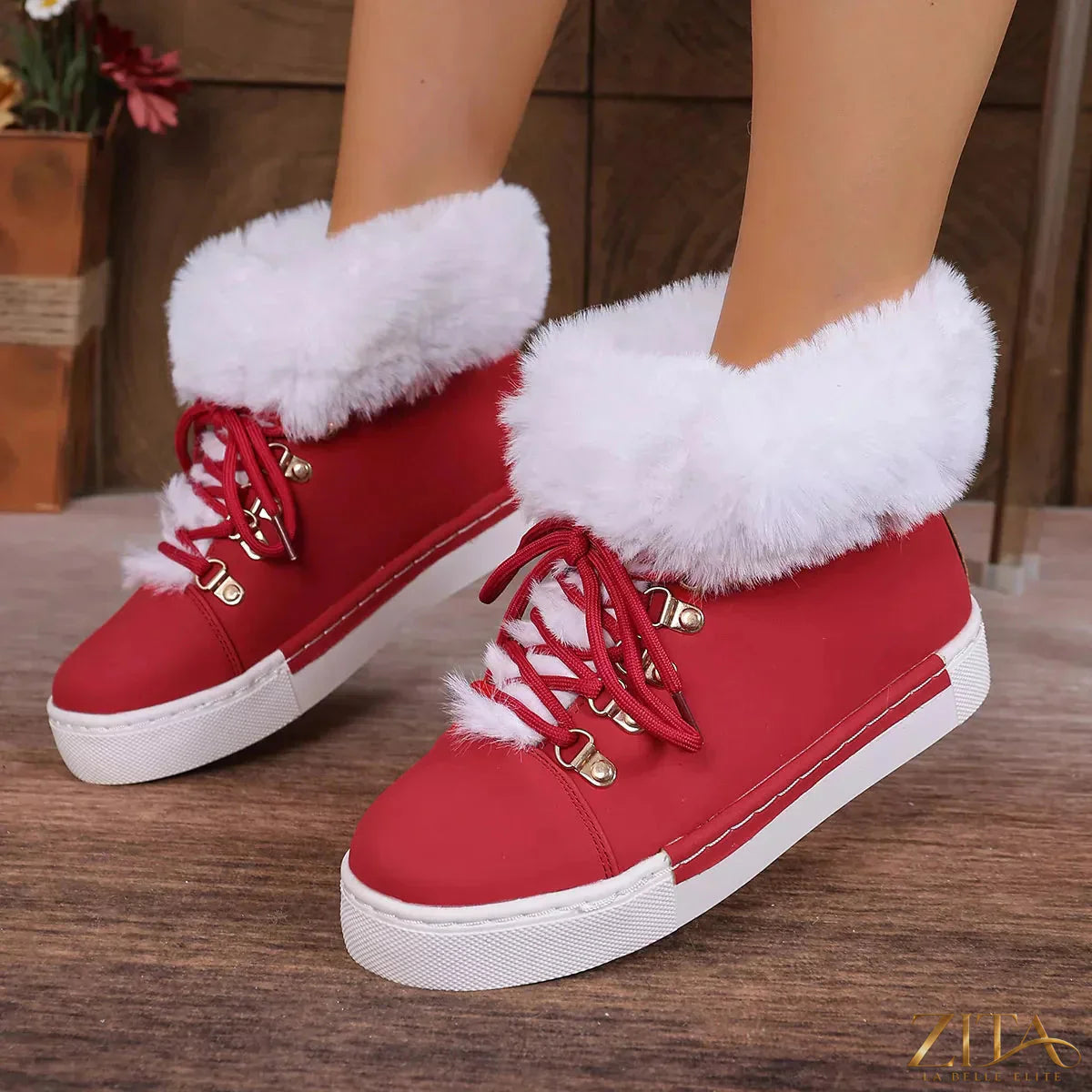 Zita La Belle Elite round toe platform boots with chunky heel and stylish design, featuring smooth leather finish.