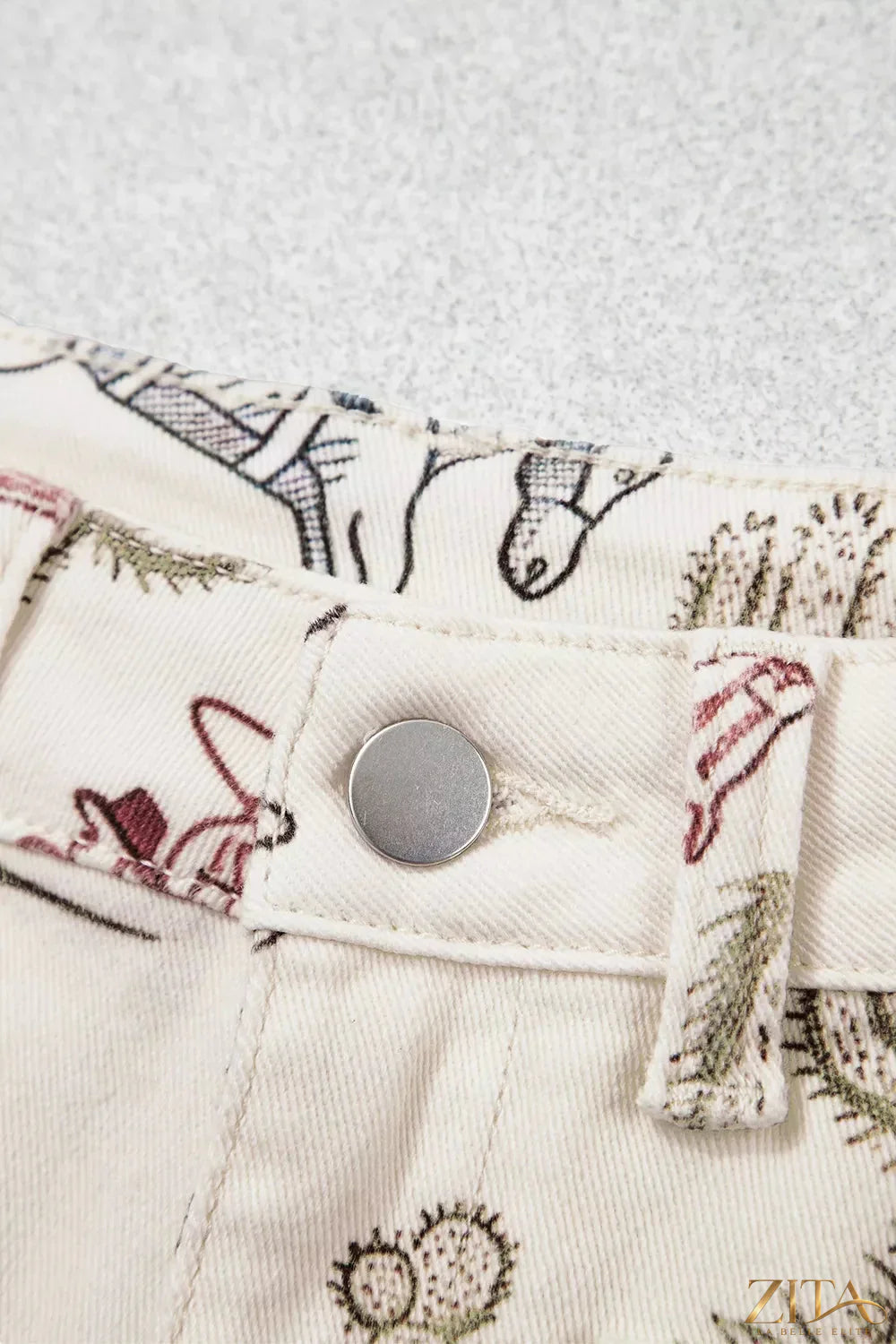 Zita La Belle Elite Western print straight-leg ankle-length jeans with front pockets and a stylish, casual fit.