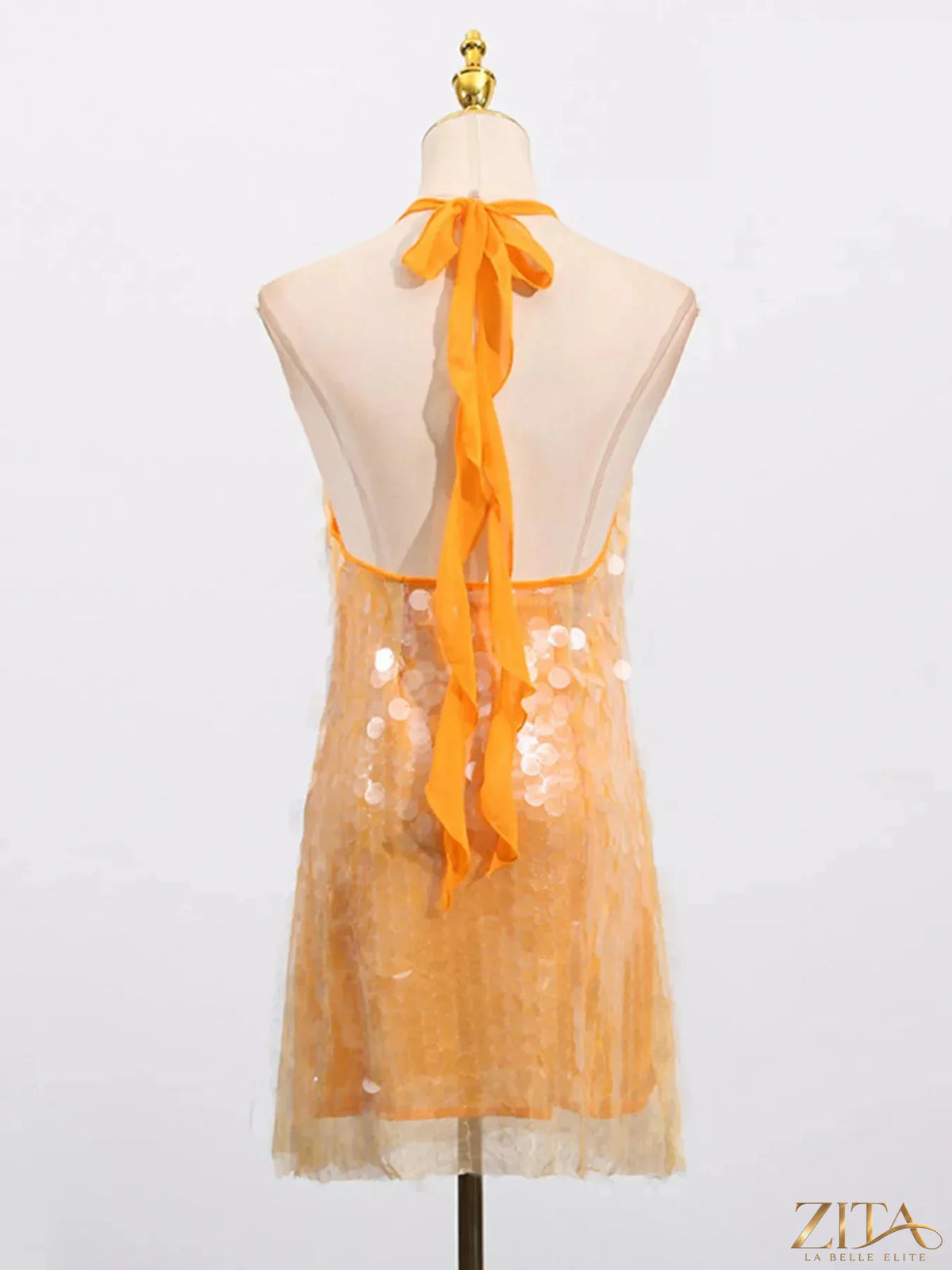 Zita La Belle Elite sequin halter neck mini dress featuring shimmering fabric and stylish design, perfect for evening or party wear.