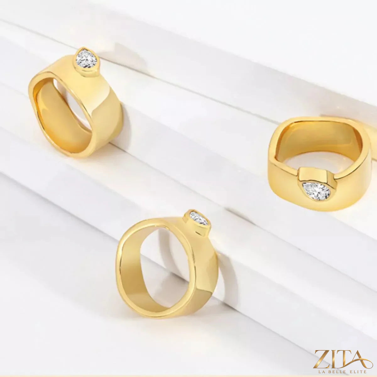 18K gold-plated minimalist design ring by Zita La Belle Elite, featuring a sleek, simple band with elegant craftsmanship.