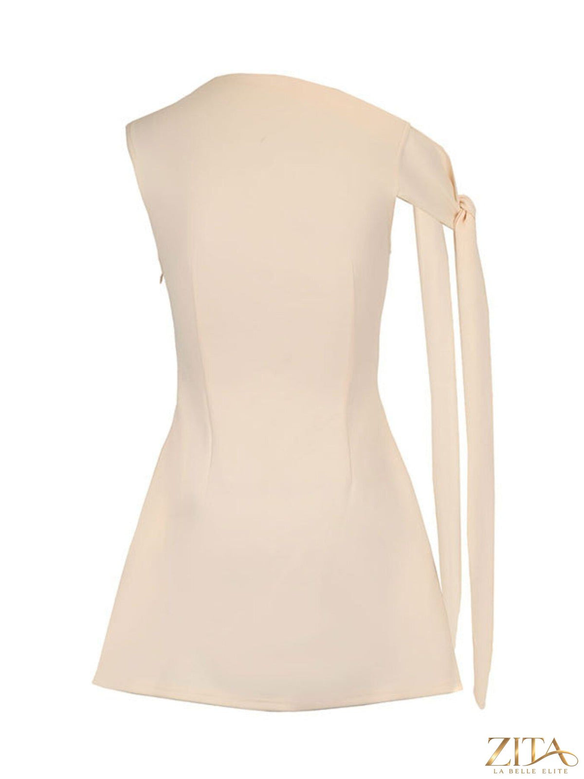 One-shoulder bowknot mini dress from Trendsi featuring a stylish design and fitted silhouette, perfect for fashionable occasions.