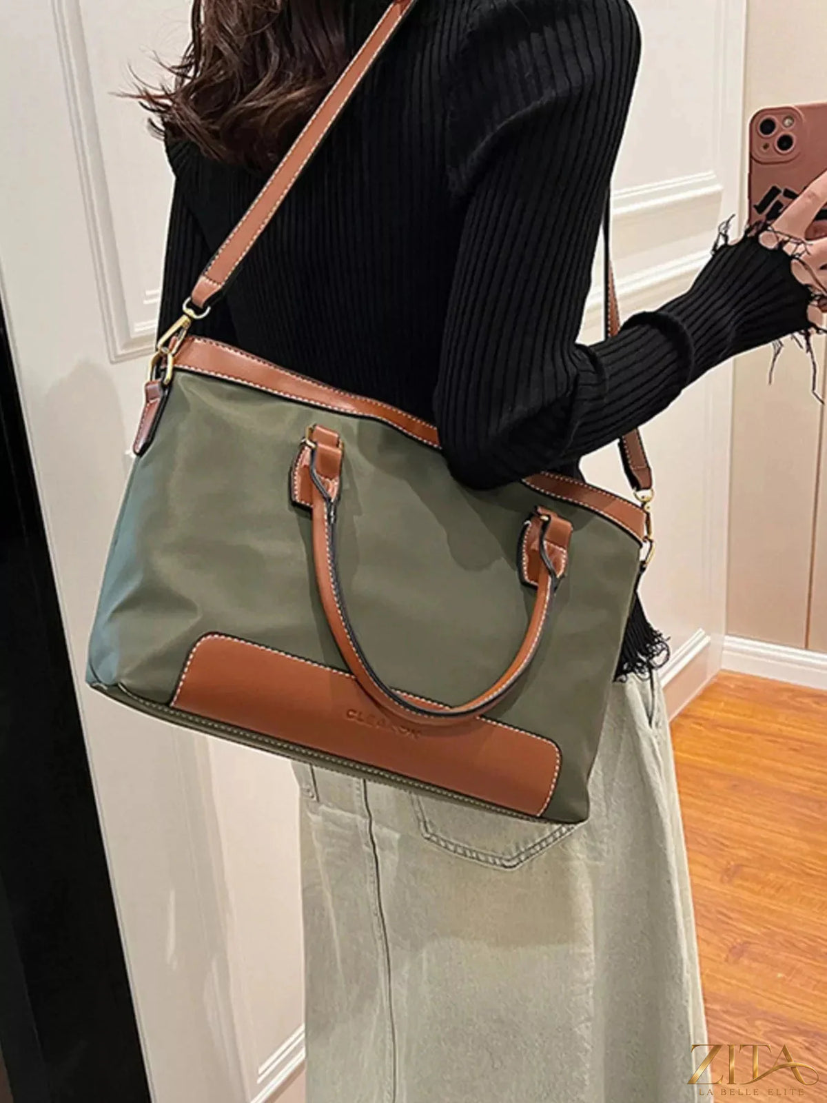 Zita La Belle Elite PU leather tote bag with sturdy handles and spacious interior, stylish for everyday use.