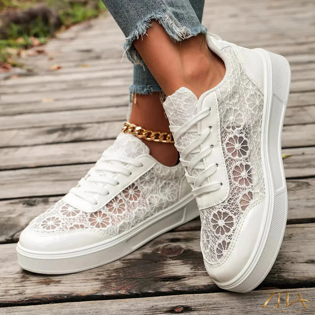 Zita La Belle Elite round toe lace sneakers with white soles and stylish design, perfect for casual wear.