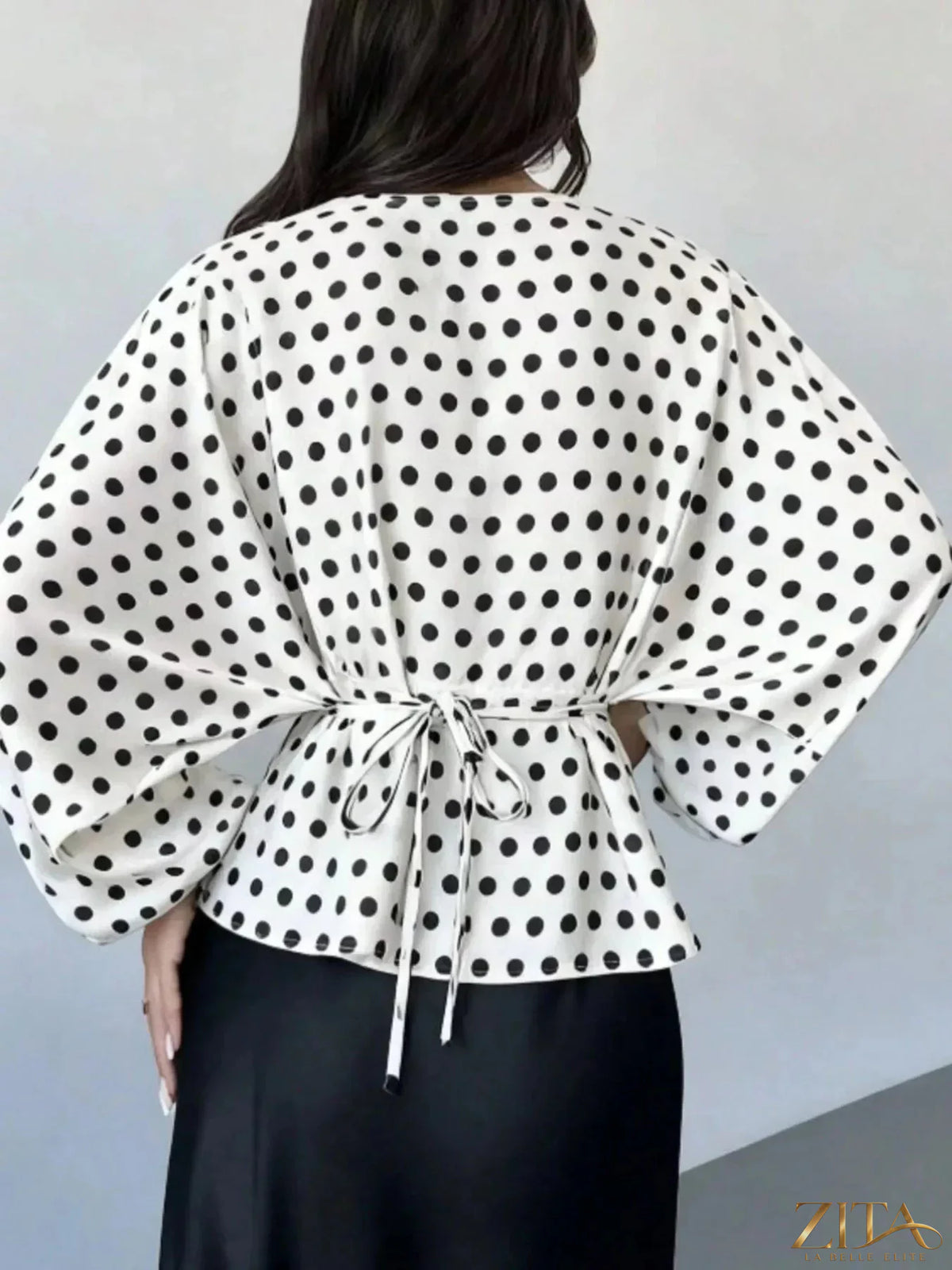 Zita La Belle Elite back tie long sleeve blouse in soft fabric with a stylish back tie detail and classic long sleeves.
