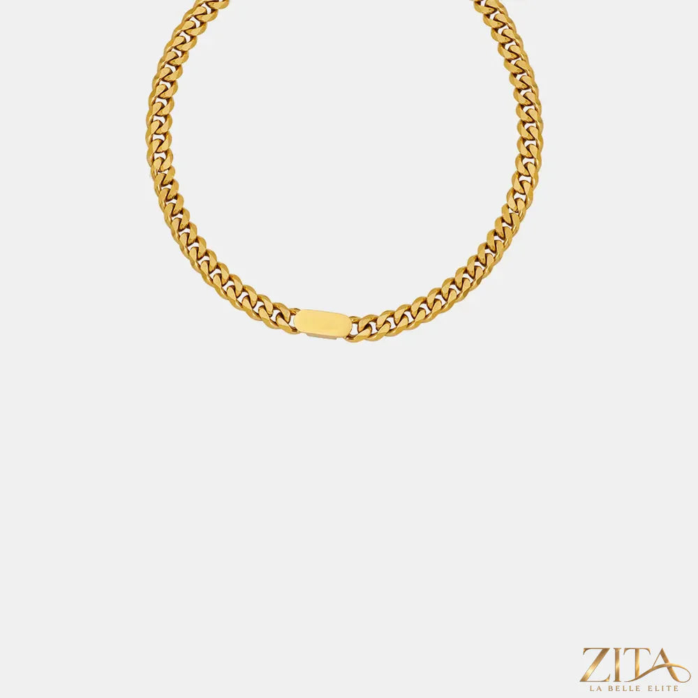 18K gold-plated chain necklace from Zita La Belle Elite, featuring a delicate, stylish design with a smooth finish.