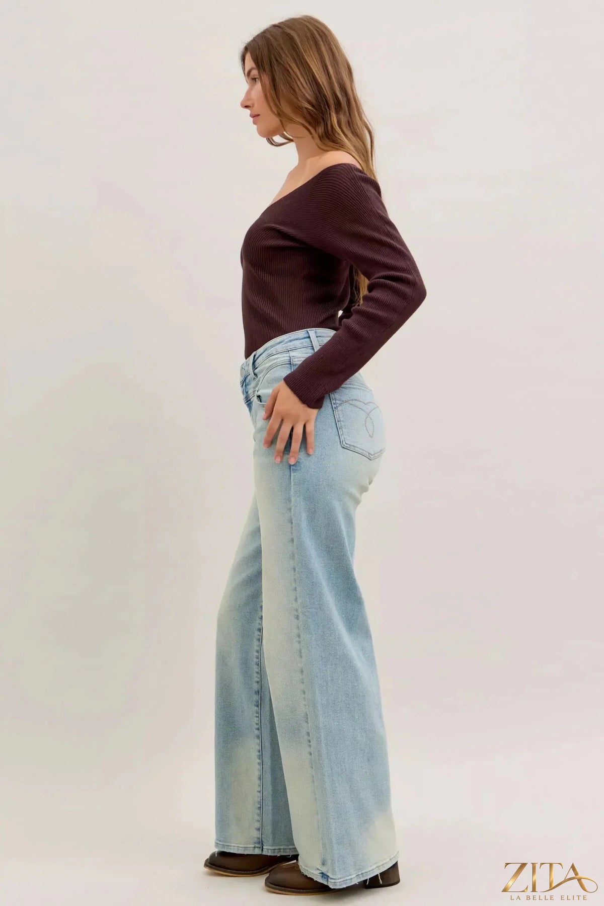 Zita La Belle Elite Judy Blue high waist column straight jeans, blue denim with a fitted high waist and straight leg silhouette.