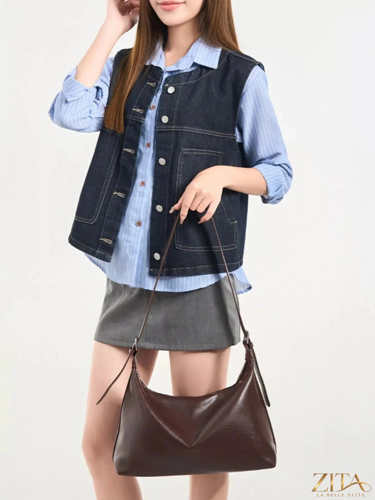 Zita La Belle Elite PU leather hobo crossbody bag with adjustable strap, stylish and functional accessory for daily wear.