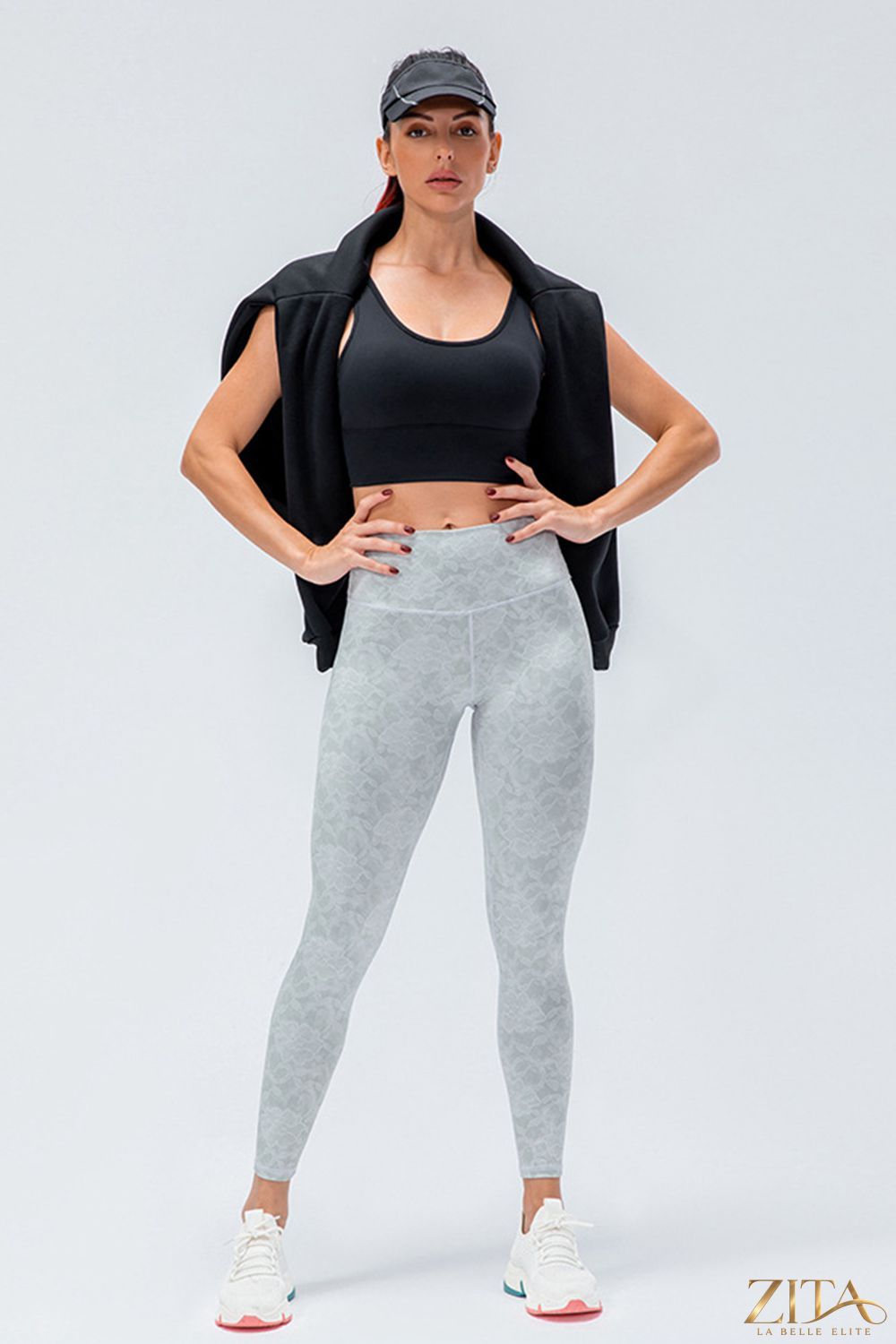 Trendsi wide waistband slim fit active leggings in black, showing their comfortable high-rise design and stretchy fabric.