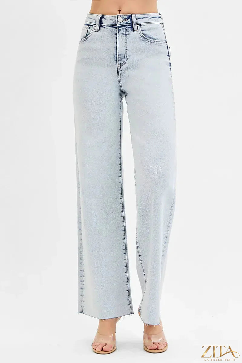 Zita La Belle Elite RISEN full size high-rise wide-leg jeans in plus size, showing the denim fabric and flattering fit