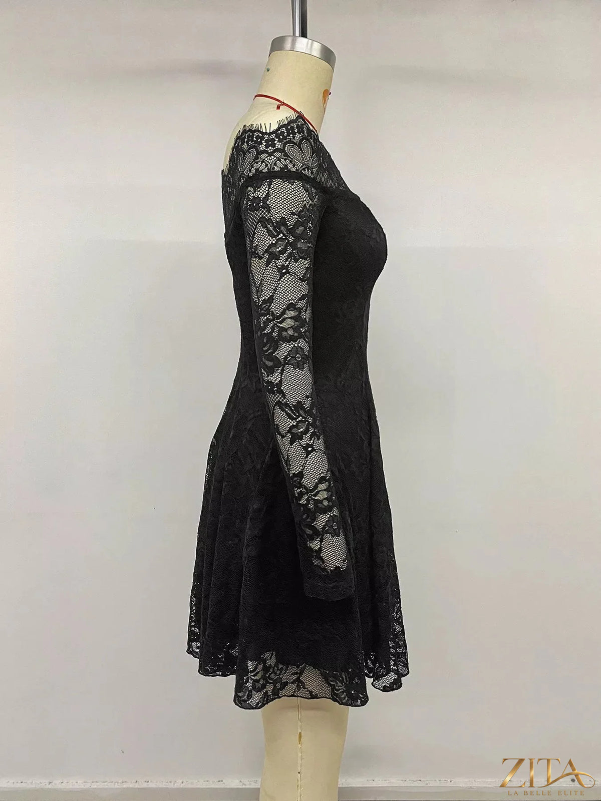 Zita La Belle Elite lace off-shoulder mini dress with fitted bodice and short sleeves, stylish and elegant for special occasions