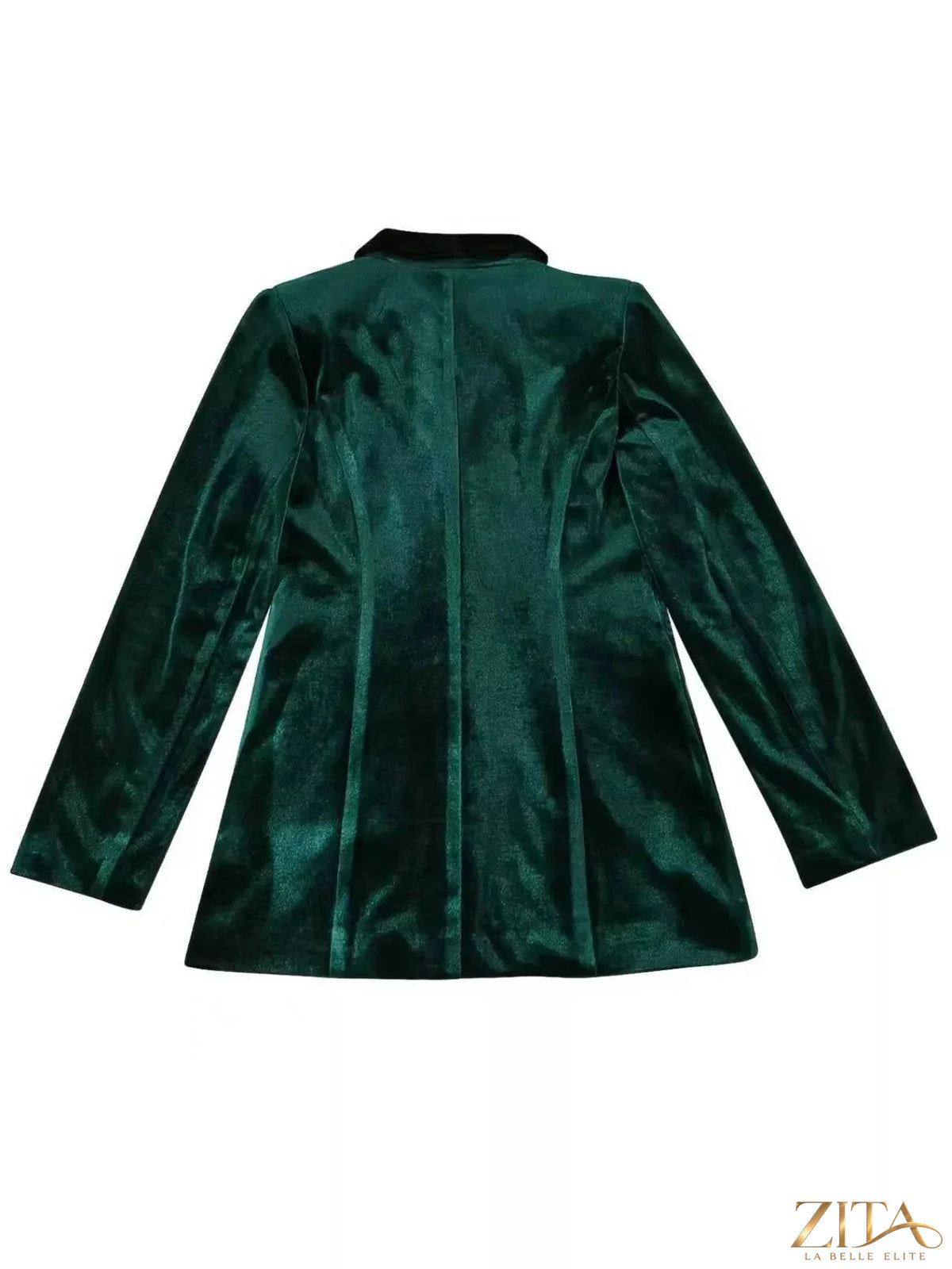 Velvet rose-embellished Zita La Belle Elite blazer with a single button, featuring elegant design and luxurious fabric.