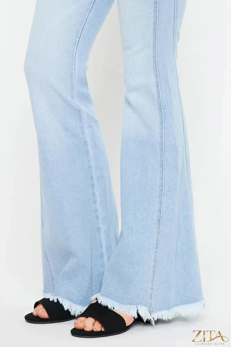 Zita La Belle Elite Kancan high-rise curvy flare jeans, denim with fitted waist and flared leg style, shown on model.