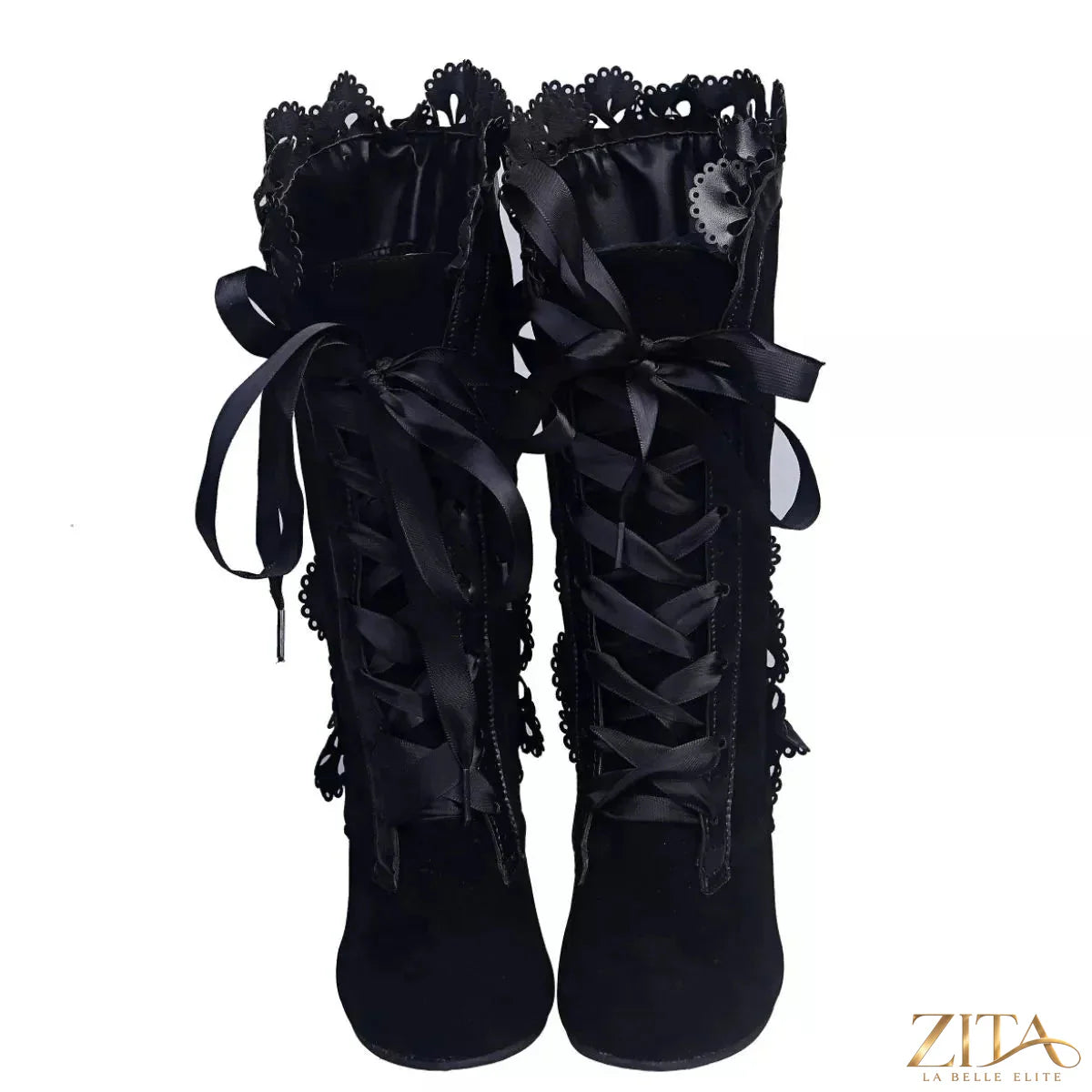 Zita La Belle Elite lace-up block heel boots with chunky heels and stylish design, perfect for fashionable footwear.