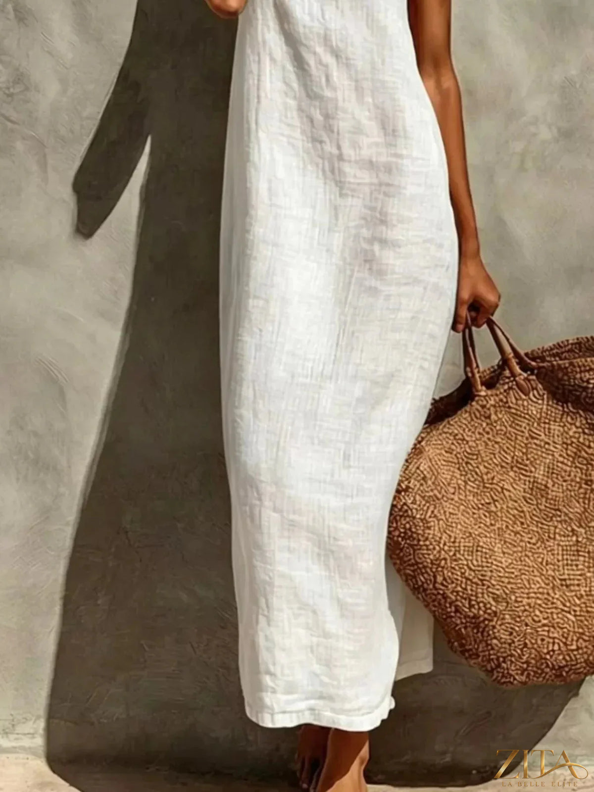 Sleeveless linen maxi dress by Zita La Belle Elite featuring a casual, flowy design perfect for warm weather.