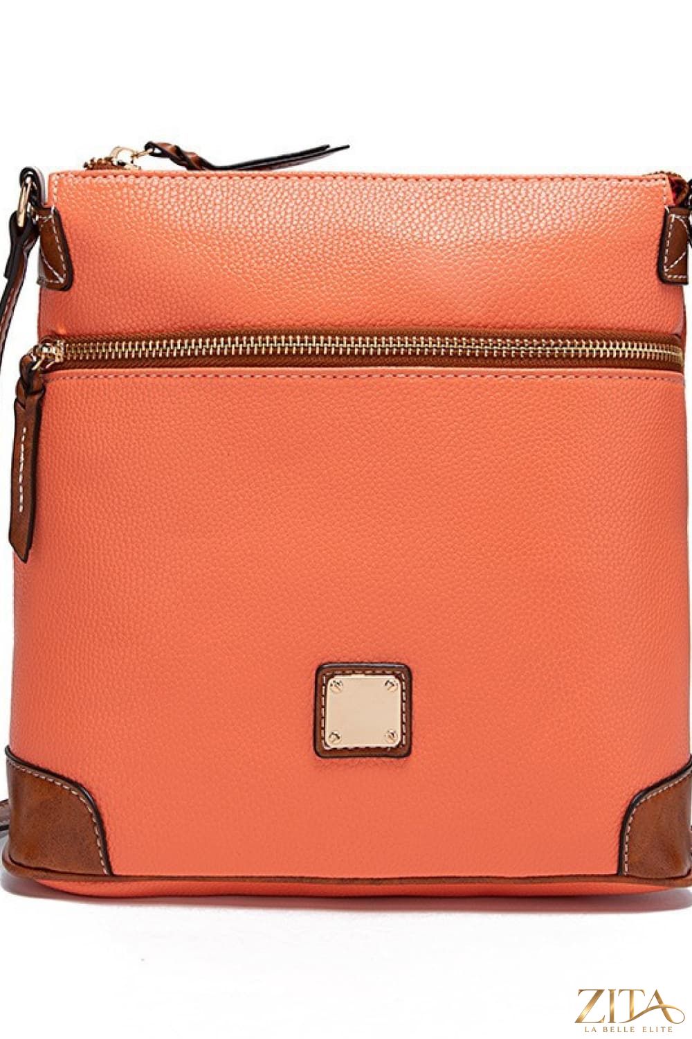 Zita La Belle Elite PU leather crossbody bag with adjustable strap and sleek design, shown in black on a white background.