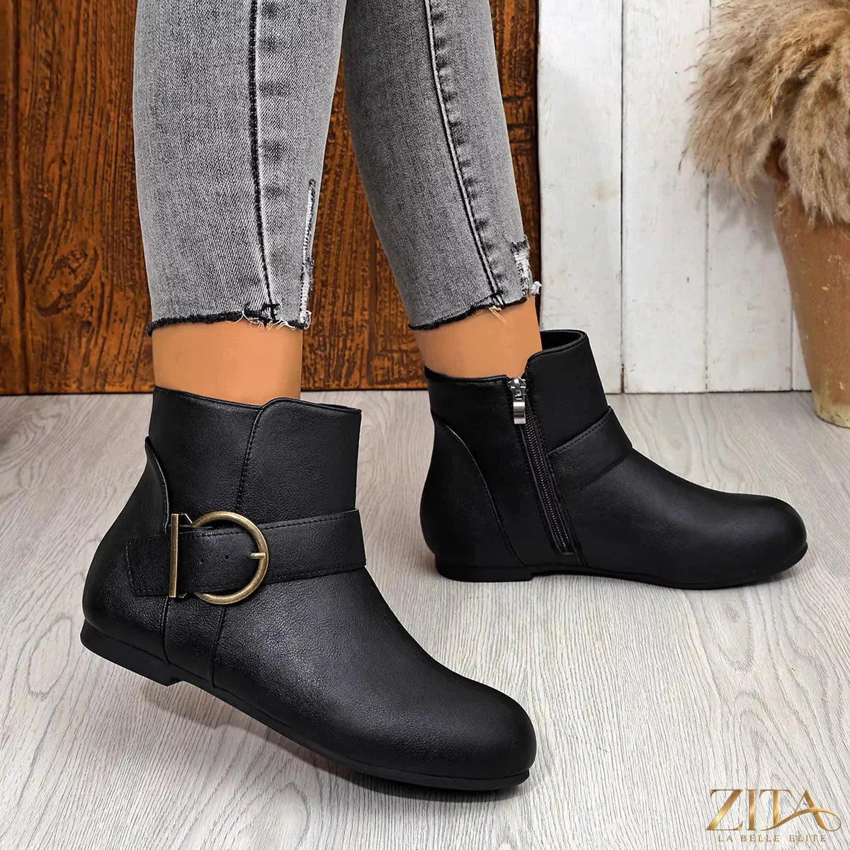 Trendsi round toe ankle boots featuring a sleek design with a comfortable ankle height and stylish finish.