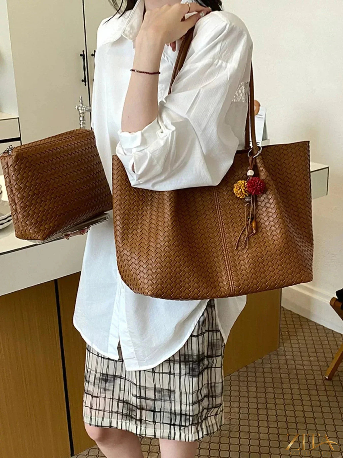 Zita La Belle Elite PU leather tote bag with sturdy handles and spacious interior, stylish accessory for everyday use