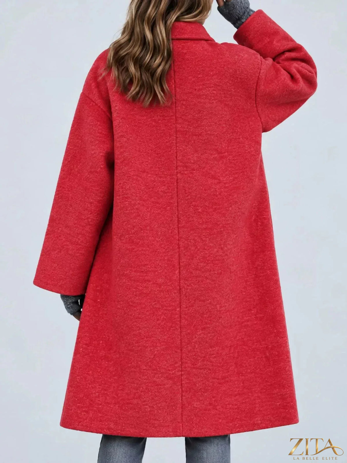Plus size Zita La Belle Elite full size lapel collar coat with one button, stylish and warm for cold weather.