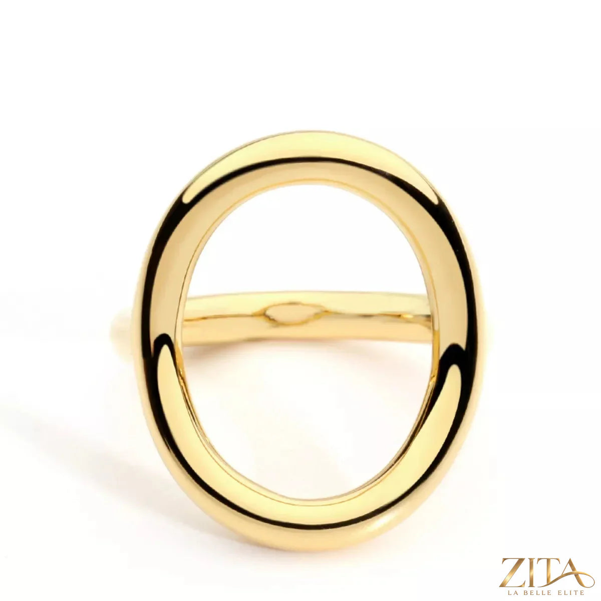 18K gold-plated copper round ring from Zita La Belle Elite, featuring a smooth, shiny finish and elegant circular design.