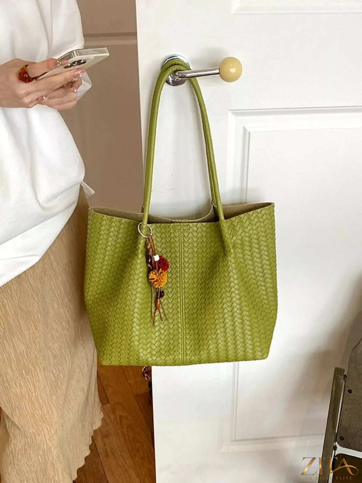 Zita La Belle Elite PU leather tote bag with dual handles and spacious interior for everyday carrying and style.