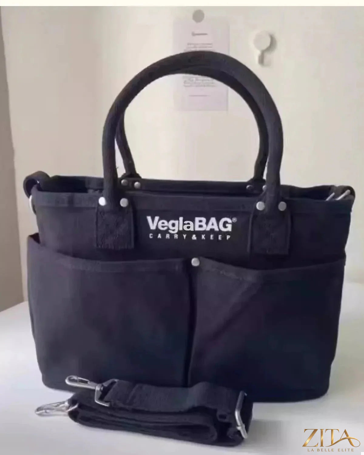 Zita La Belle Elite multi pockets canvas handbag with multiple compartments and sturdy handles, ideal for everyday use.