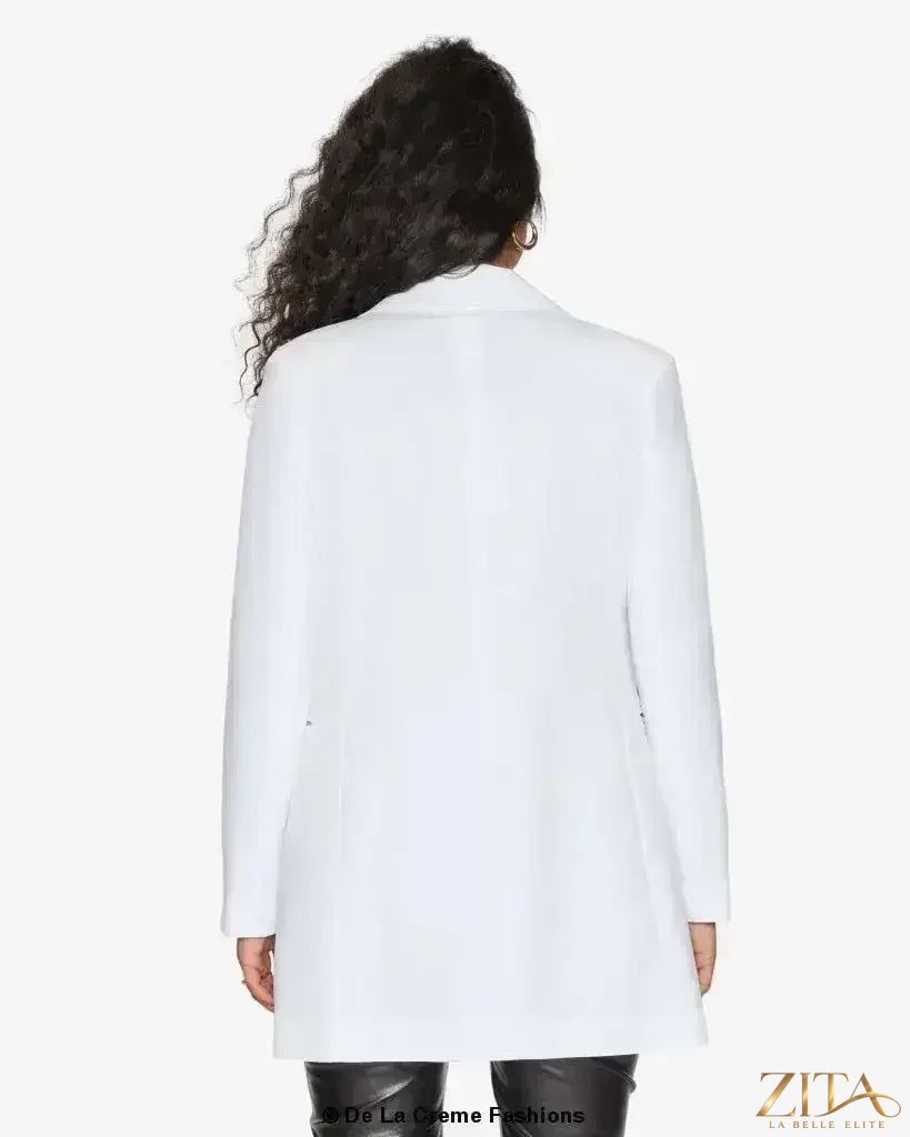 Zita La Belle Elite women's formal longline blazer with a collared design, tailored fit, and structured silhouette.