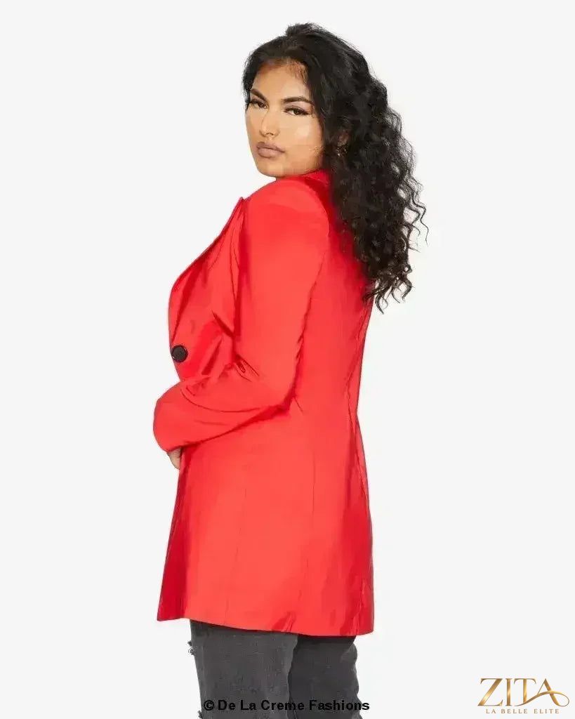 Zita La Belle Elite women's longline blazer with a collared formal design, tailored fit, and sleek silhouette.