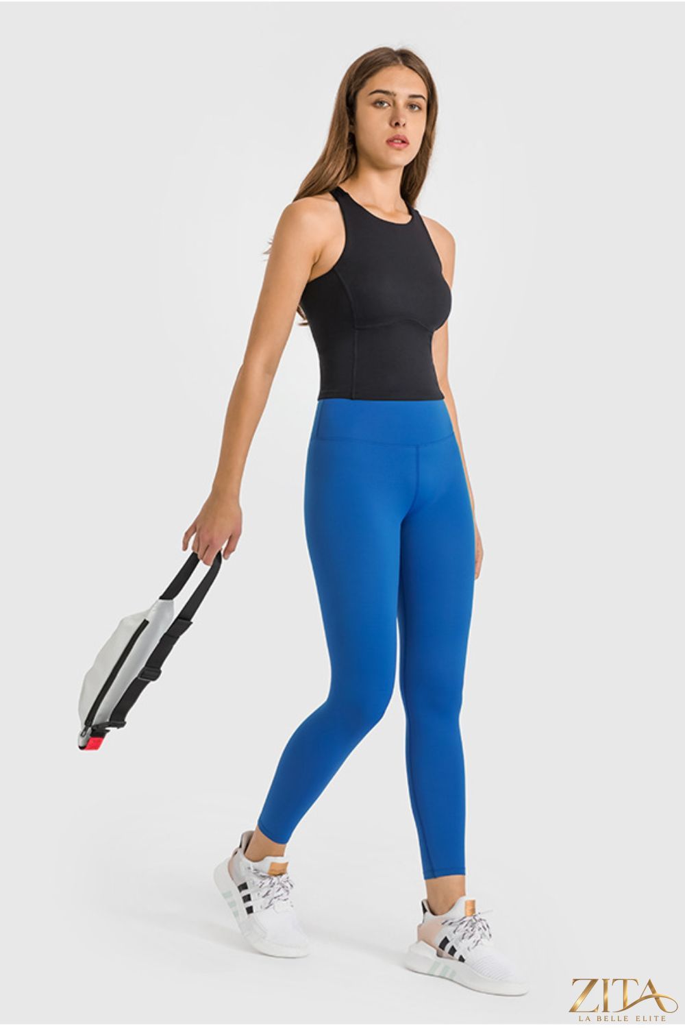 Zita La Belle Elite Millennia high waist ankle-length yoga leggings in black, fitted with a comfortable stretch waistband.