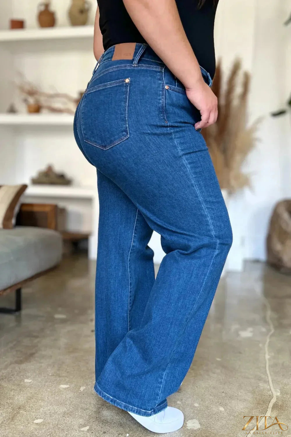 Zita La Belle Elite Judy Blue high rise straight jeans in full size, showcasing classic denim fit and stylish design.
