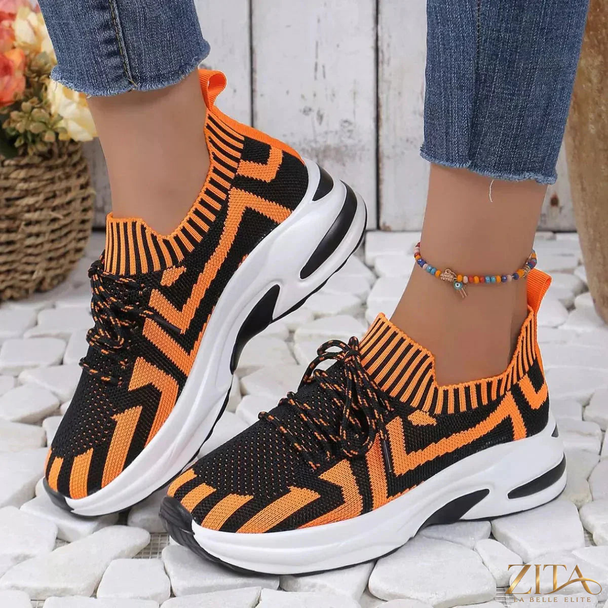 Zita La Belle Elite round toe platform sneakers in white with chunky soles and stylish design.