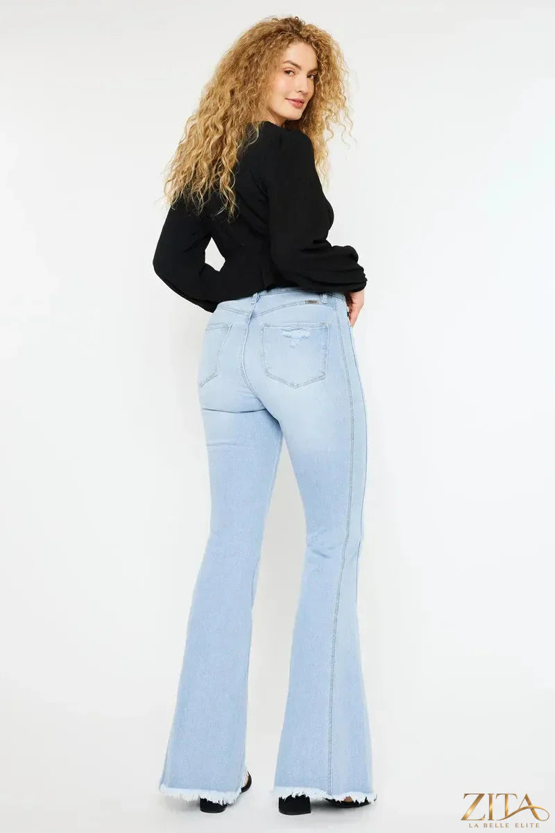 Zita La Belle Elite Kancan high rise curvy flare jeans, denim fabric with a fitted waist and flared leg style.
