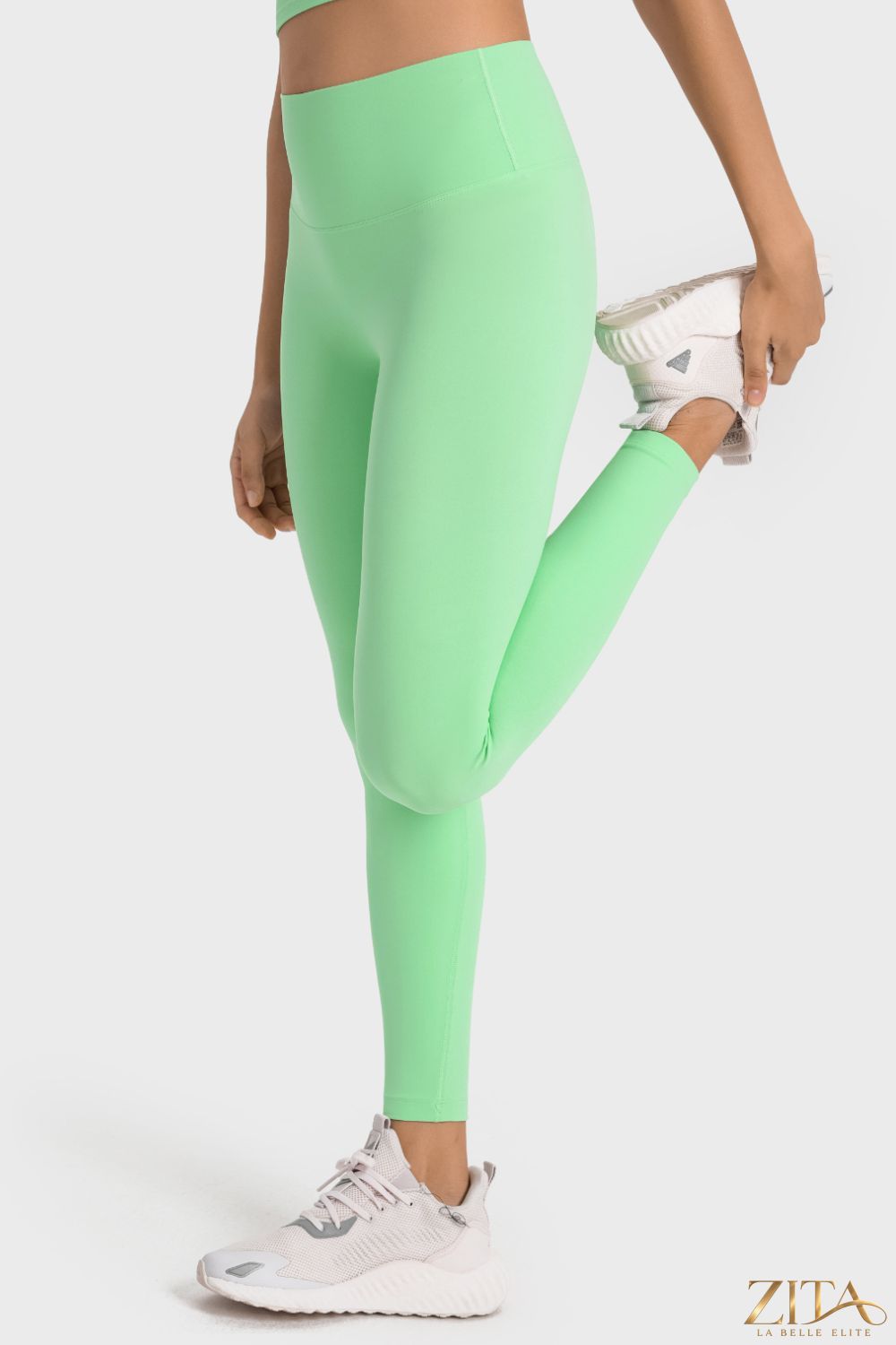 Trendsi Millennia high-rise wide waistband yoga leggings in black, featuring a snug fit and comfortable stretch for active wear.