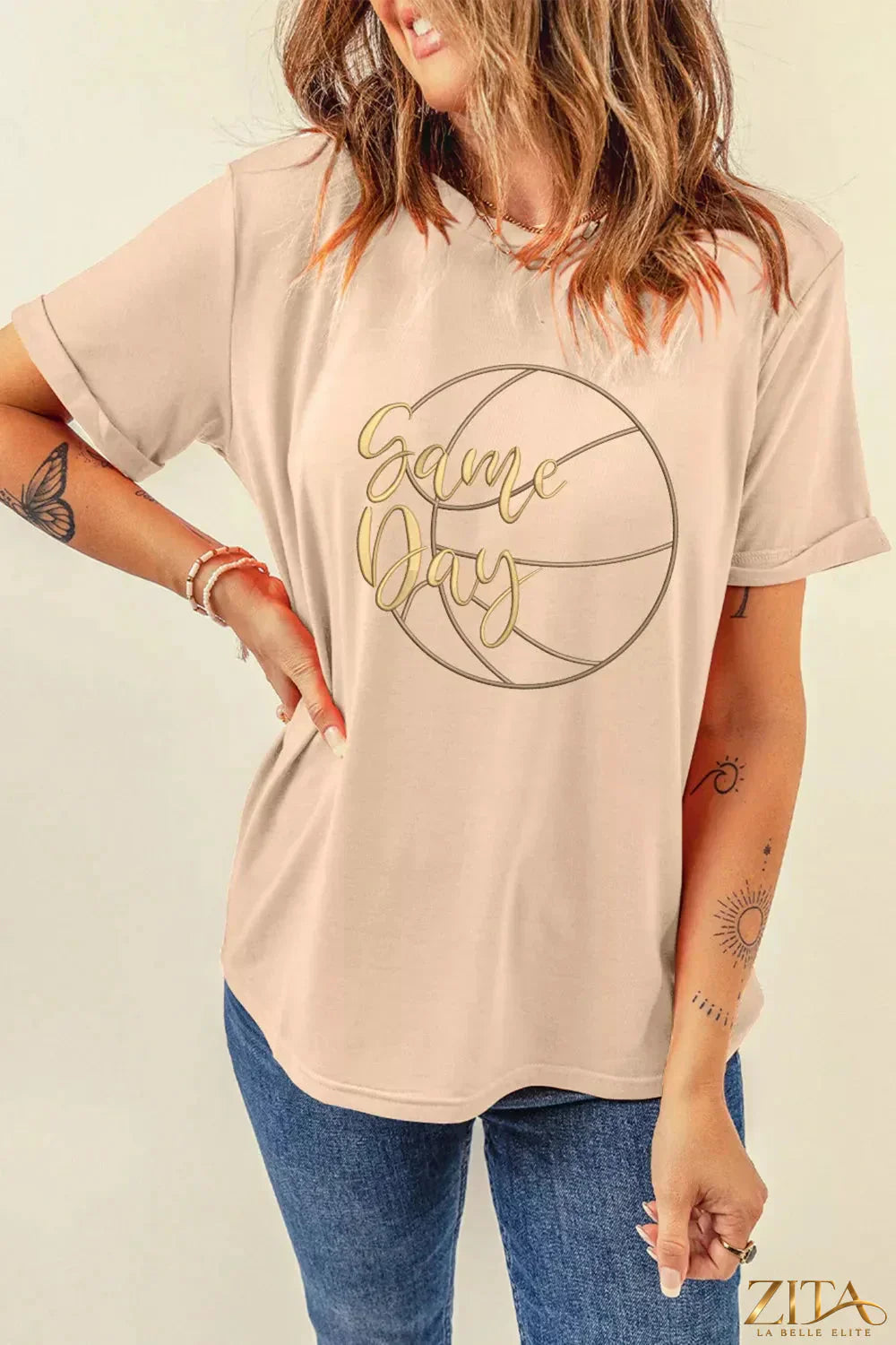 Max Origin basketball graphic T-shirt by Trendsi featuring a vibrant game day sports design on a casual tee.