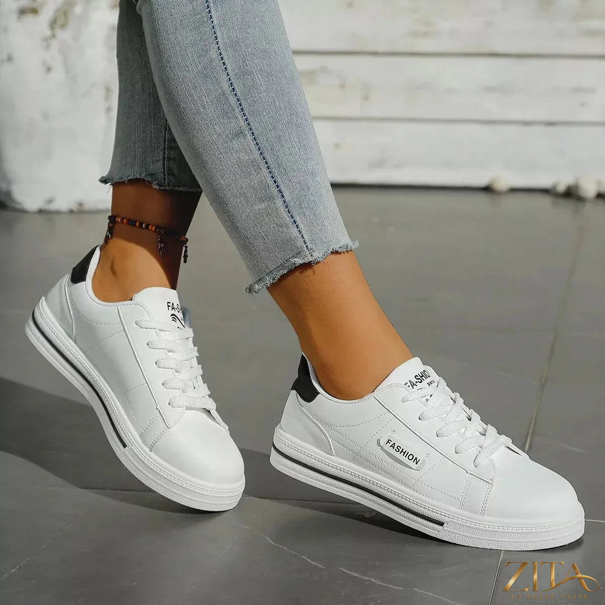 Zita La Belle Elite lace-up casual sneakers with white soles and stylish design, perfect for everyday wear