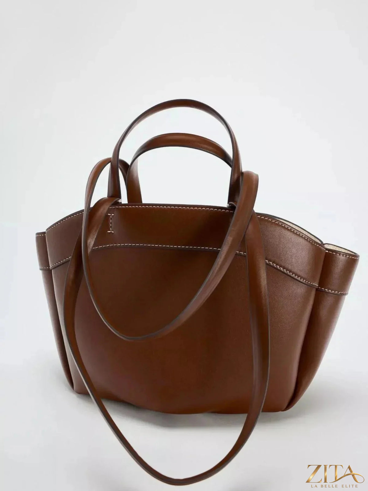 Zita La Belle Elite PU leather tote bag with sturdy handles and spacious interior, stylish accessory for everyday use.