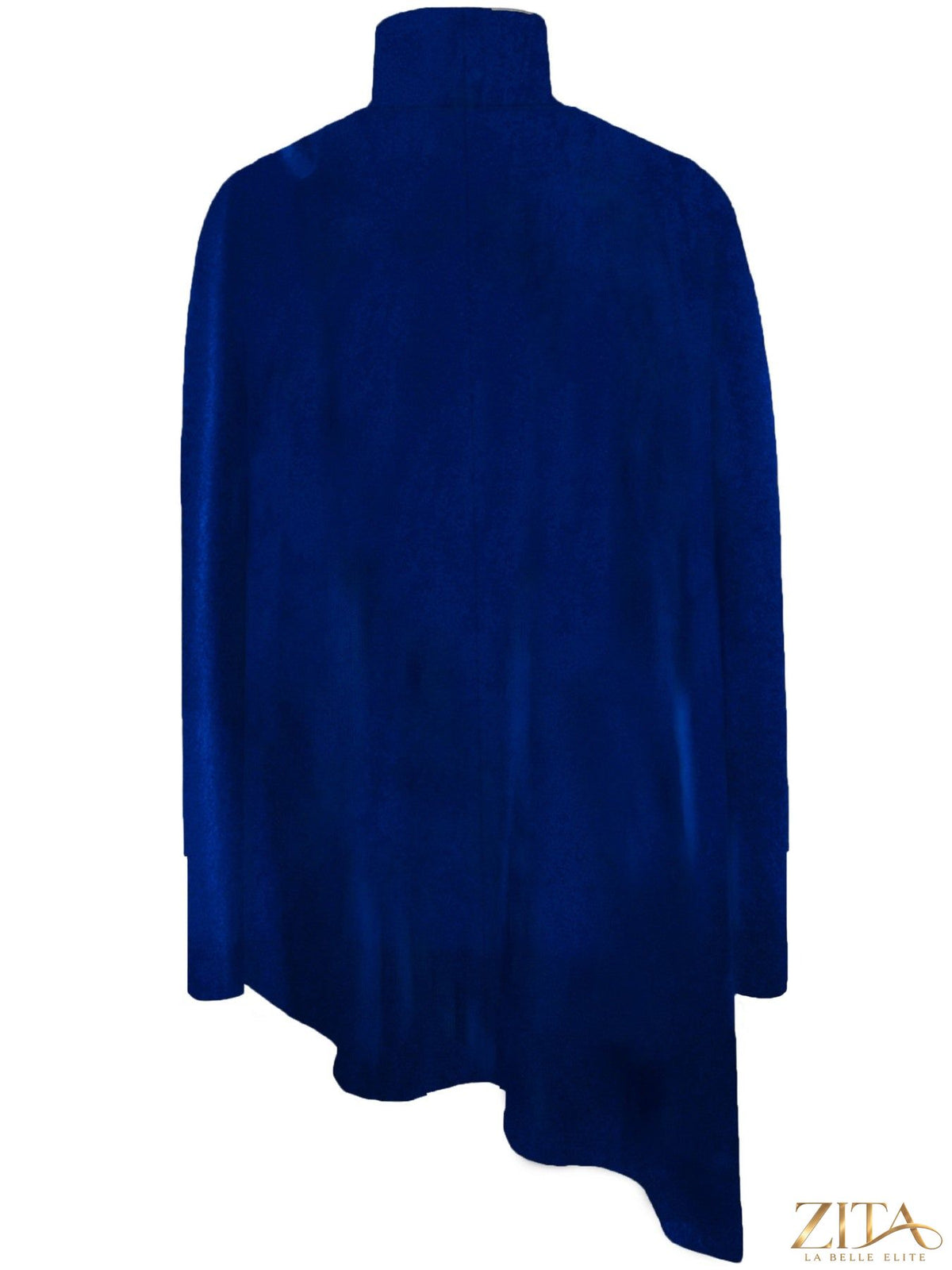 Elegant Trendsi turtleneck top with asymmetric hem, showcasing a fitted black design and stylish neckline.