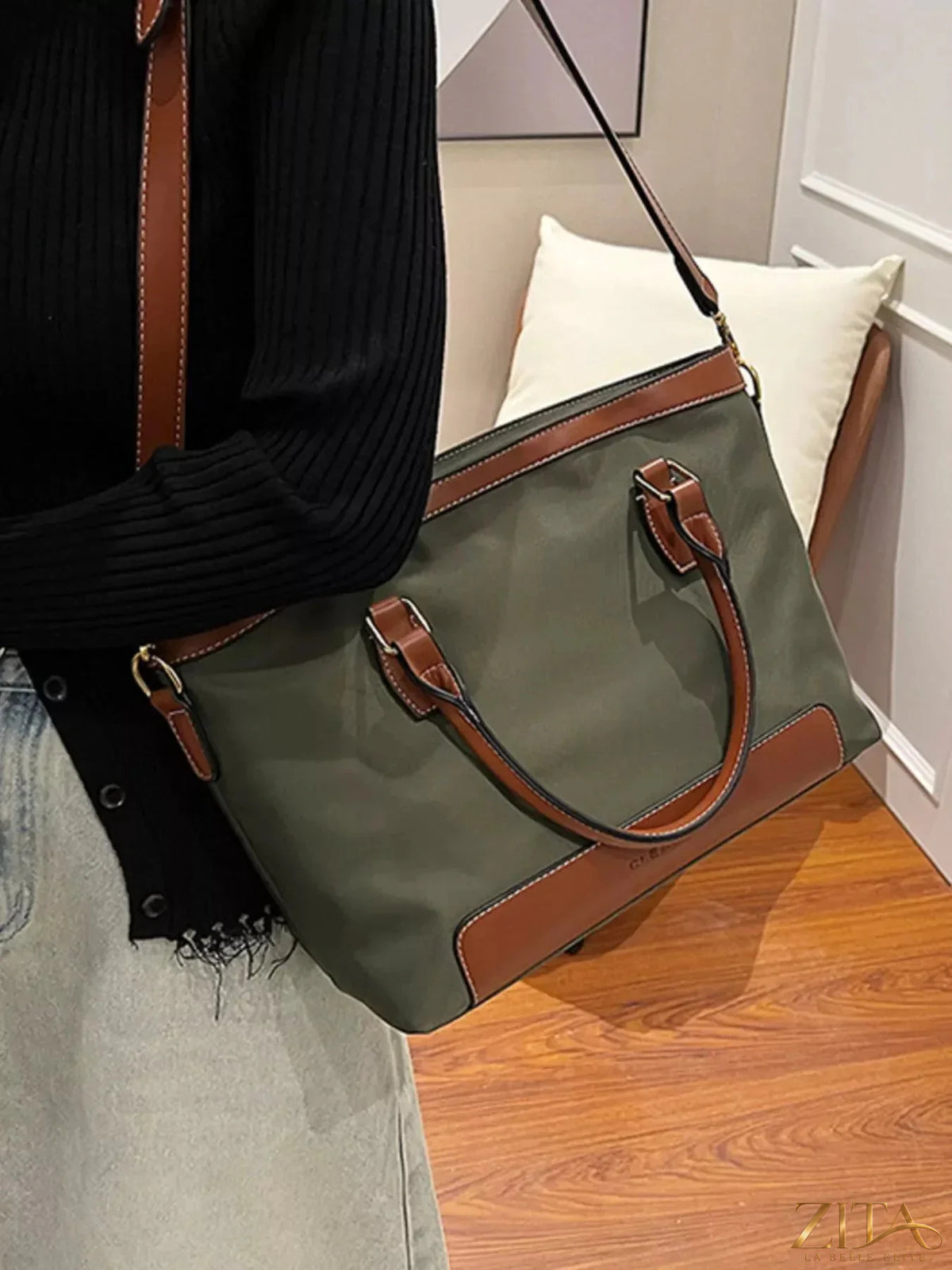 Zita La Belle Elite PU leather tote bag with dual handles and spacious interior, perfect for everyday use.