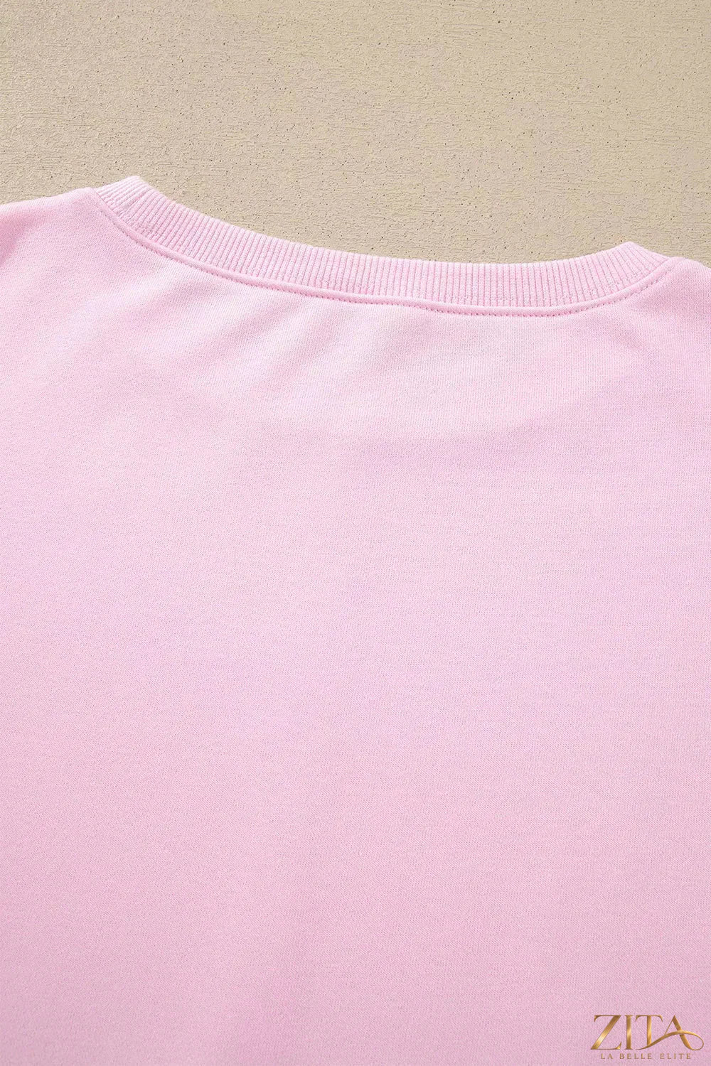Zita La Belle Elite solid color raw seam lace detail loose casual sweatshirt with relaxed fit and stylish design.