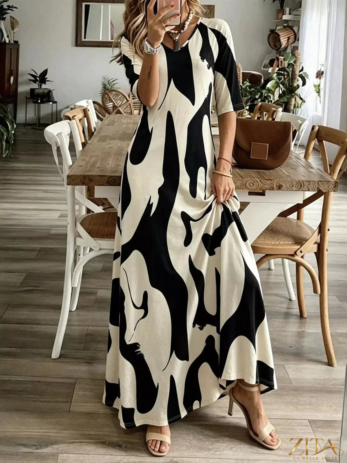 Abstract print casual maxi dress by Zita La Belle Elite with flowing fabric and vibrant design, perfect for everyday wear.