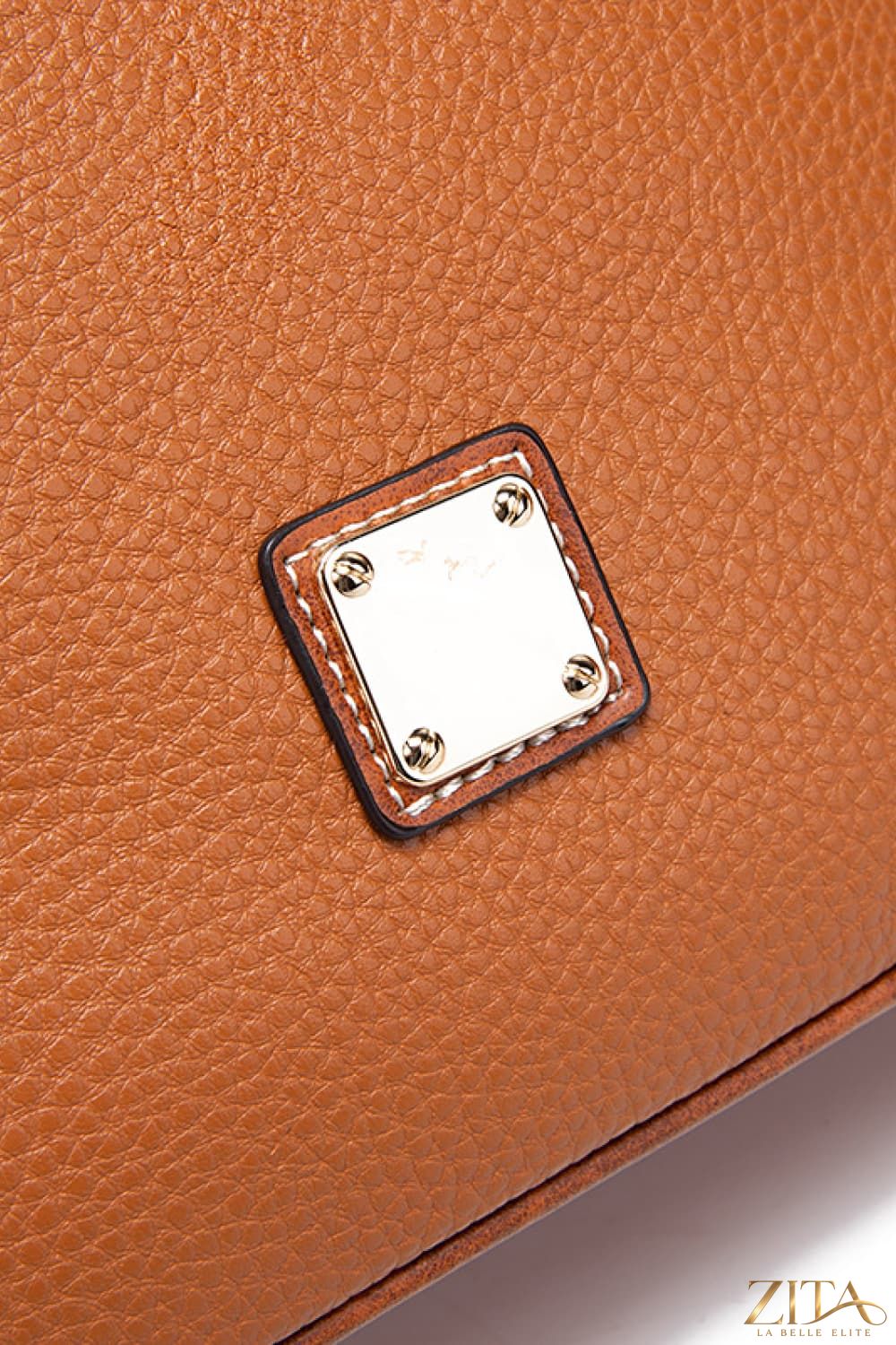 Zita La Belle Elite PU leather crossbody bag with adjustable strap and gold-tone hardware, stylish and functional for daily use.